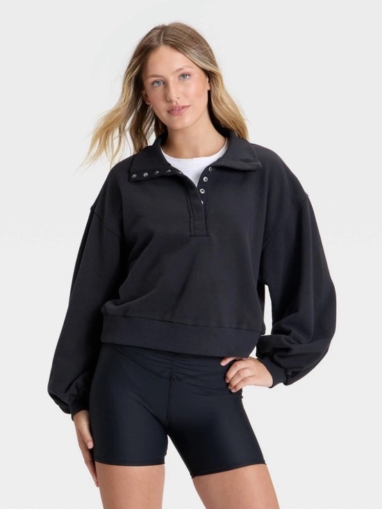 JoyLab Tops - Women's Henley French Terry Sweatshirt